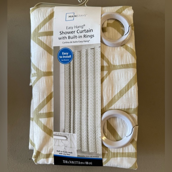 NWT Mainstays White Heringbone Fabric Print Easy Hang Curtain - Picture 1 of 2